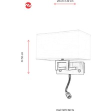 AVONNI HAP-9072-M2-N Nikel Kaplama Aplik E27 Metal Kumaş 28x20cm