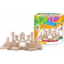 Woodoy 60 Parça Naturel Büyük Kovalı Bloklar