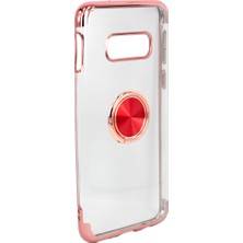 Case 4U Samsung Galaxy S10e Kılıf Yüzüklü Standlı Manyetik Silikon Gess Arka Kapak Rose Gold