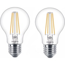 Philips LED Ampul 7 60W 2700K Sıcak Beyaz A60 E27 2'li Ekopaket Filament Işık