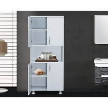 Nesse Shop Banyo Dolabı 5 Raflı 2 Kapaklı Ortası Bölmeli Ve Modüler