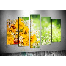 Tablocenter 5 Parçalı Çiçek Kanvas Tablo 60 x 100 cm