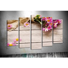 Tablocenter 5 Parçalı Çiçek Kanvas Tablo 60 x 100 cm