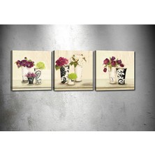 Tablocenter 3 Parçalı Çiçek Kanvas Tablo 30 x 90 cm