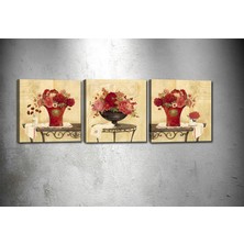 Tablocenter 3 Parçalı Çiçek Kanvas Tablo 30 x 90 cm