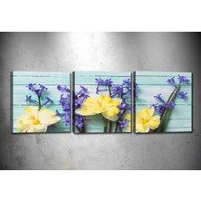 Tablocenter 3 Parçalı Çiçek Kanvas Tablo 30 x 90 cm