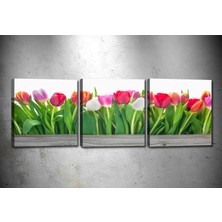 Tablocenter 3 Parçalı Çiçek Kanvas Tablo 30 x 90 cm