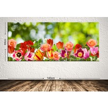 Tablo center Dev Boyut Çiçek Kanvas Tablo - 60x140cm