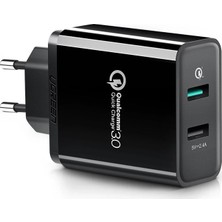 Ugreen 30W Qc3.0 2 Portlu Hızlı Şarj Başlığı Siyah