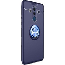 Jopus Huawei Mate 10 Pro Kılıf Ultra Korumalı Yüzüklü Standlı Ravel Silikon - (Lacivert)