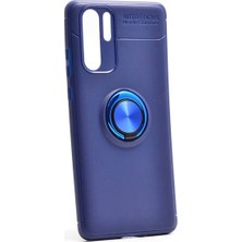 Jopus Huawei P30 Pro Kılıf Ultra Korumalı Yüzüklü Standlı Ravel Silikon - (Lacivert)