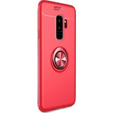 Jopus Samsung Galaxy S9 Kılıf Ultra Korumalı Yüzüklü Standlı Ravel Silikon - (Kırmızı) + Cam Ekran Koruyucu