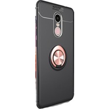 Jopus Huawei Mate 10 Lite Kılıf Ultra Korumalı Yüzüklü Standlı Ravel Silikon - (Siyah - Rose Gold) + Full Body 360 (Ön - Arka)