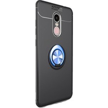 Jopus Huawei Mate 10 Lite Kılıf Ultra Korumalı Yüzüklü Standlı Ravel Silikon - (Siyah - Mavi) + Full Body 360 (Ön - Arka)