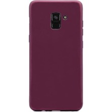 Jopus Samsung Galaxy A8 2018 Mat Premium Silikon Kılıf - Bordo + Nano Ekran Koruyucu