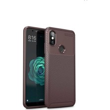 Jopus Xioami Redmi Note 5 Pro Kılıf Karbon Desenli Lux Negro Silikon - Kahverengi