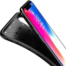 Jopus Apple iPhone XR Kılıf Karbon Desenli Lux Negro Silikon - Lacivert + Nano Ekran Koruyucu