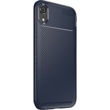 Jopus Apple iPhone XR Kılıf Karbon Desenli Lux Negro Silikon - Lacivert + Nano Ekran Koruyucu