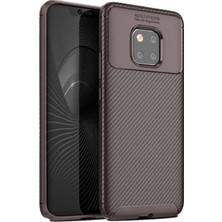 Jopus Huawei Mate 20 Pro Kılıf Karbon Desenli Lux Negro Silikon - Kahverengi + Nano Ekran Koruyucu