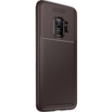 Jopus Samsung Galaxy S9 Kılıf Karbon Desenli Lux Negro Silikon - Kahverengi + Full Body Ekran Koruyucu