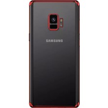 Jopus Samsung Galaxy S9 Dört Köşe Renkli Şeffaf Lazer Silikon - Kırmızı