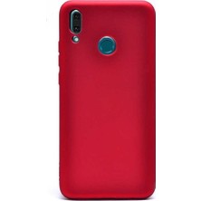 Jopus Huawei Y9 2019 Mat Premium Silikon Kılıf - Kırmızı + Cam Ekran Koruyucu