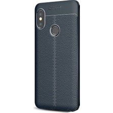 Jopus Xioami Redmi Note 5 Pro Kılıf Deri Desenli Lüx Niss Silikon - Lacivert