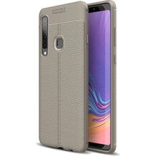 Jopus Samsung Galaxy A9 2018 Kılıf Deri Desenli Lüx Niss Silikon - Gri