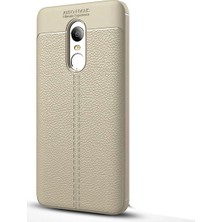 Jopus Xioami Redmi Note 4X Kılıf Deri Desenli Lüx Niss Silikon - Gri + Nano Ekran Koruyucu