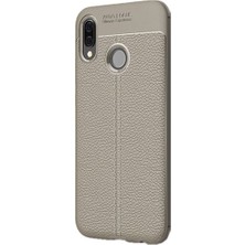 Jopus Huawei P20 Kılıf Deri Desenli Lüx Niss Silikon - Gri + Nano Ekran Koruyucu