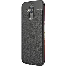 Jopus Huawei Mate 20 Lite Kılıf Deri Desenli Lüx Niss Silikon - Siyah + Nano Ekran Koruyucu