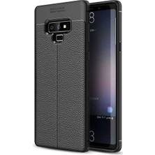 Jopus Samsung Galaxy Note 9 Kılıf Deri Desenli Lüx Niss Silikon - Siyah + 5D Nano Ekran Koruyucu