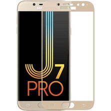 Jopus Samsung Galax J7 Pro 5D Nano Tam Kaplayan Ekran Koruyucu - Gold + Şeffaf Silikon Kılıf