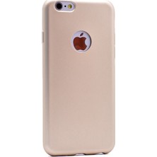 Jopus Apple iPhone 6 Plus Ultra İnce Mat Silikon - Gold + 5D Nano Ekran Koruyucu Siyah