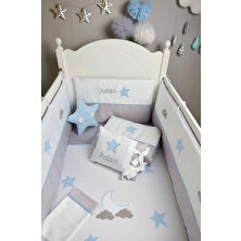 Pudradecor Yıldızlar Bebek Uyku Seti / Mavi Gri