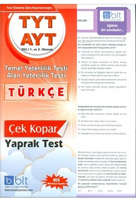 Bulut Eğitim TYT AYT Türkçe Çek Kopar Yaprak Test