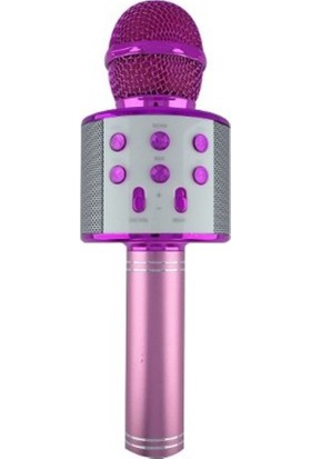 Wster Karaoke Mikrofon Bluetooth Hoparlör Aux Usb Mikro Sd Kart Girişli Türkçe Içerikli Pembe Ws-858