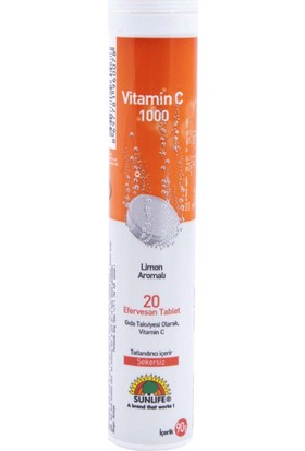 Sunlife Vitamin C 1000 mg 20 Efervesan Tablet