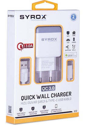 Syrox Q32 Type-C Quıck Şarj Cihazı 3.0 Amper