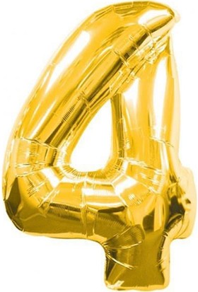 4 Rakamı Gold Folyo Balon 90Cm