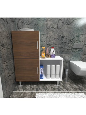 Moonlife 2 Kapaklı L Çok Amaçlı Banyo Dolabı Ceviz