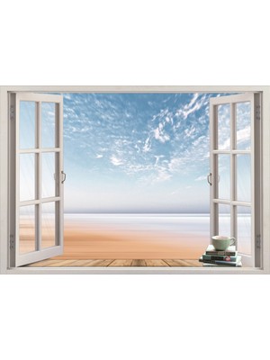 Renkselart Pencere Sahil Kumsal Duvar Sticker