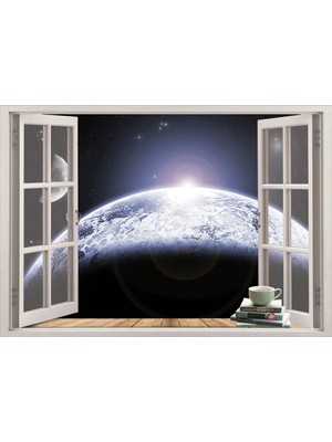 Renkselart Pencere Atmosfer Dünya Uzay Duvar Sticker