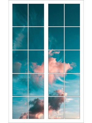 Renkselart Pencere Gökyüzü Bulutlar Duvar Sticker