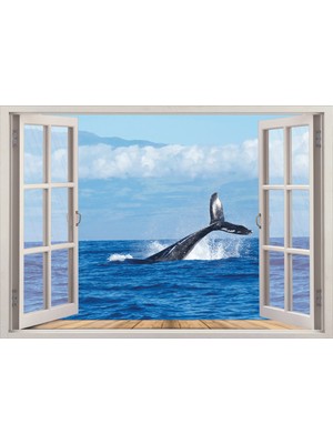 Renkselart Pencere Deniz Balina Duvar Sticker