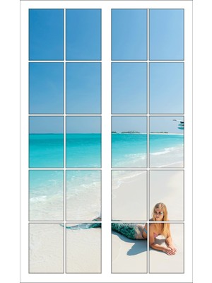 Renkselart Pencere Deniz kızı Kumsal Duvar Sticker