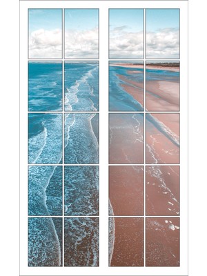 Renkselart Pencere Sahil Deniz Kıyısı Duvar Sticker