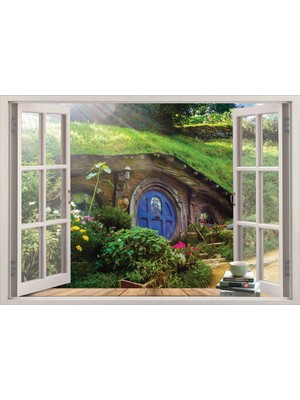 Renkselart Pencere Hobbit Köy Shire Duvar Sticker