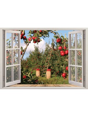 Renkselart Pencere Elma Bahçesi Duvar Sticker
