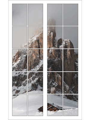 Renkselart Pencere Dağ Kar Manzara Duvar Sticker